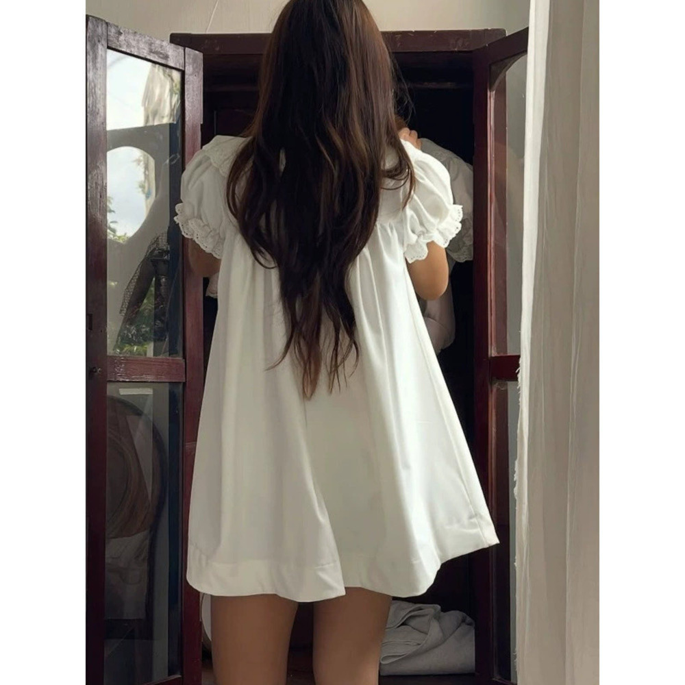 Zara Summer Slim Loose Puff Sleeve Ruffle Dress